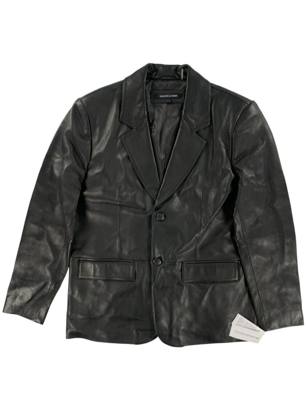 Wilson Leather Dylan Blazer Jacket Black Genuine Leather Buttoned Men's Sz L NEW
